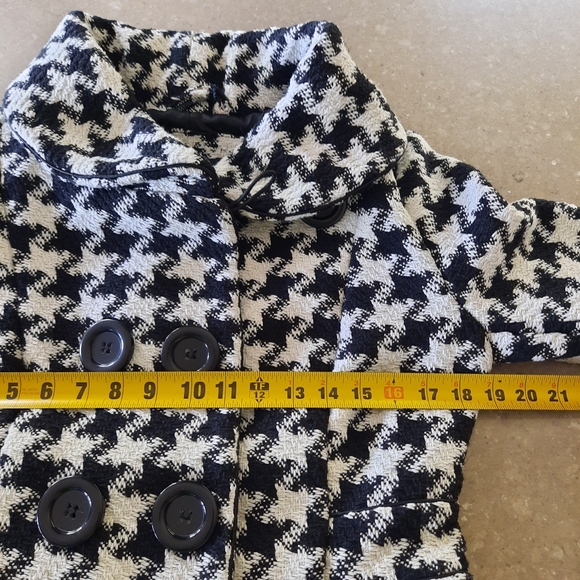 Wool Blend Oversized Houndstooth Coat Jacket Size Med Black White Rue 21 - Picture 7 of 16